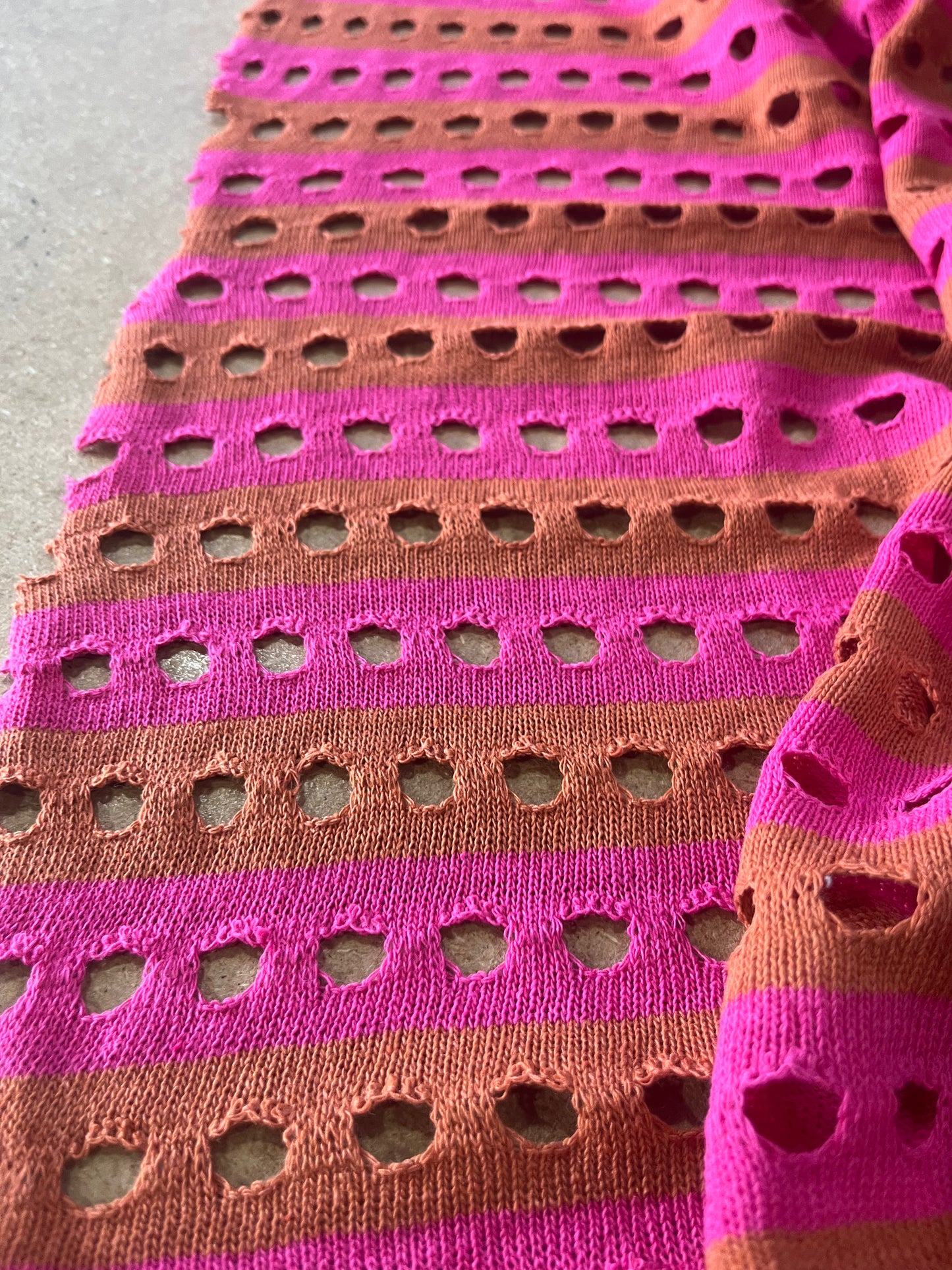 Cesare 012 cotton fantasy crochet stripes pink/brique