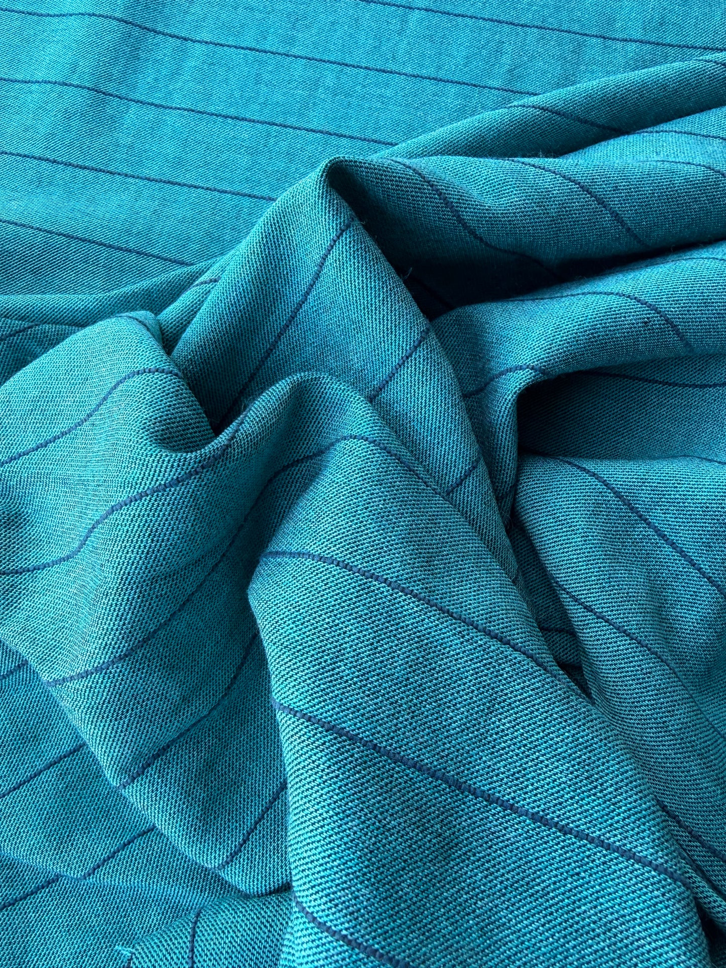 BURNS 019 petrol/navy cotton jacquard stripes