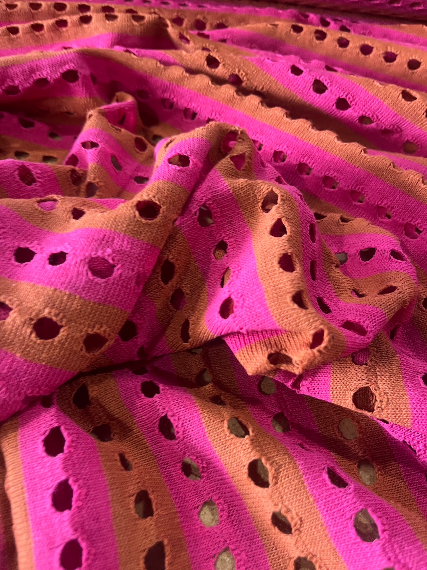 Cesare 012 cotton fantasy crochet stripes pink/brique