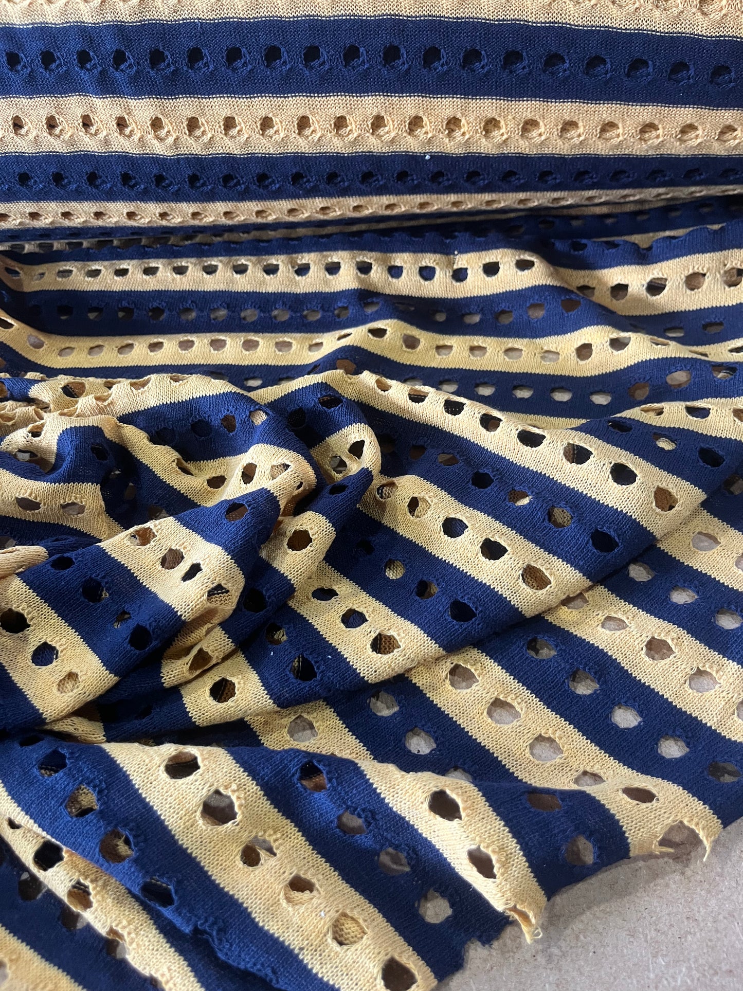 Cesare 013 cotton fantasy crochet stripes yellow/navy
