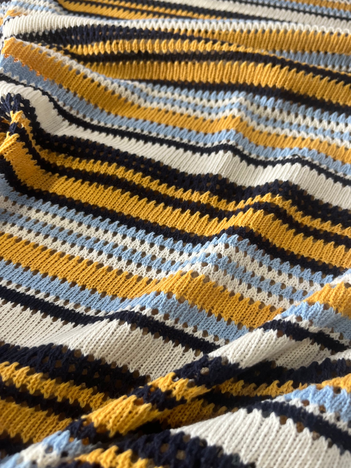 Cesare 015 cotton fantasy crochet stripes yellow/navy/light blue