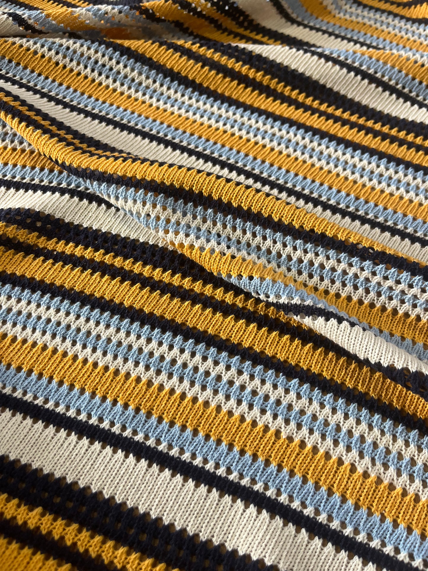 Cesare 015 cotton fantasy crochet stripes yellow/navy/light blue