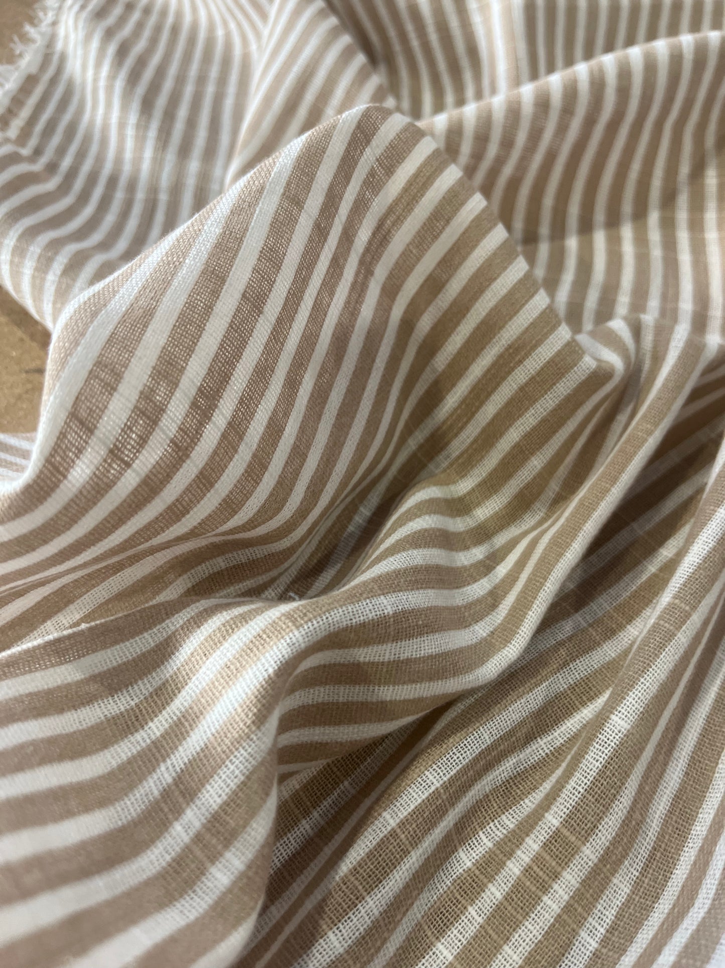 Cesare 018 cotton gaze stripes sand