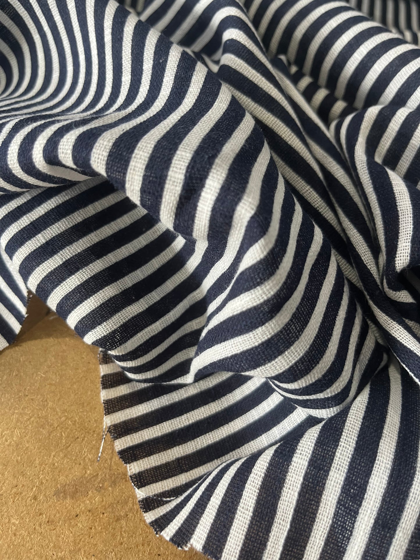 Cesare 019 cotton gaze stripes dark navy