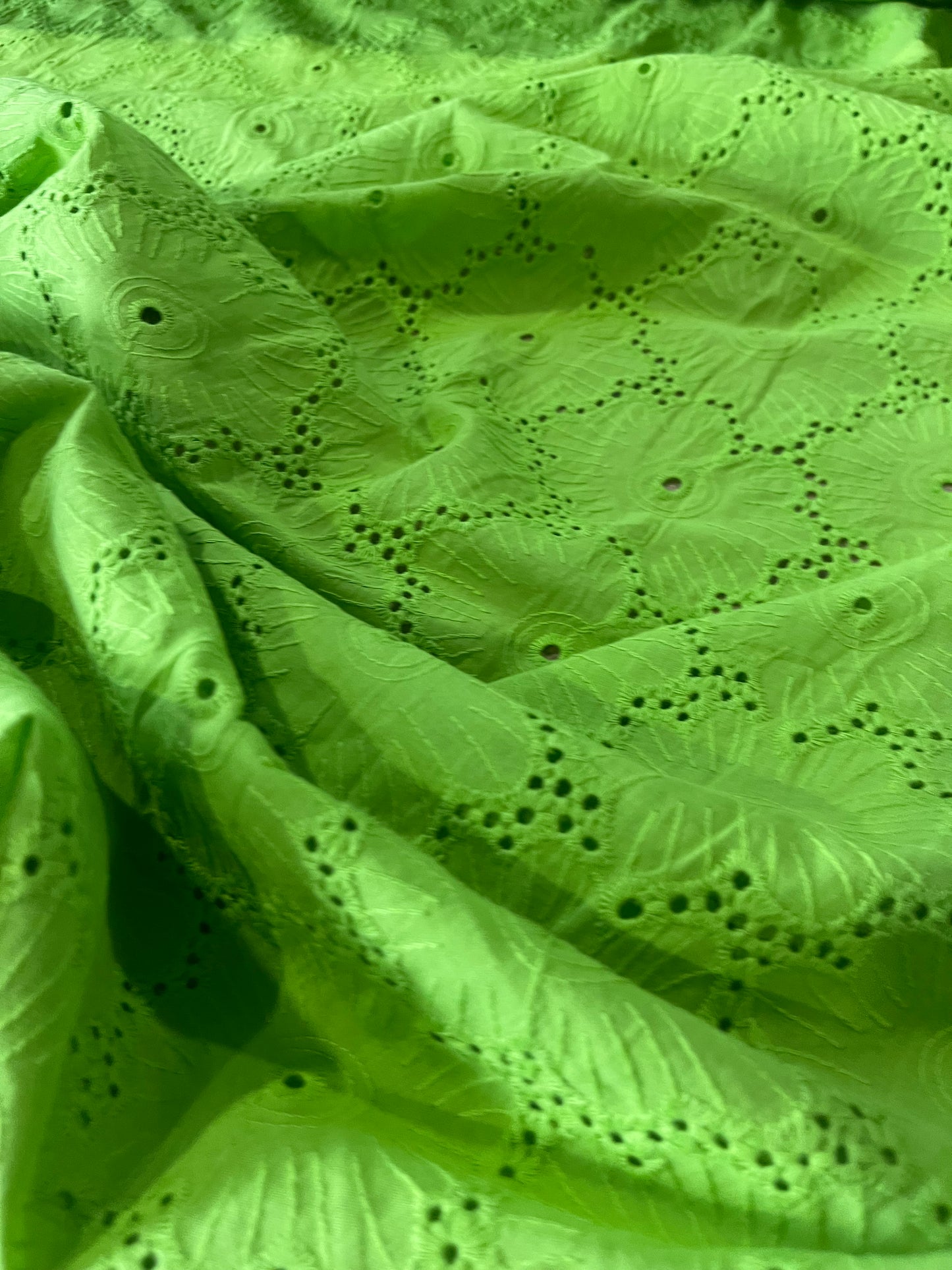 Cesare 033 broderie Anglaise bright green