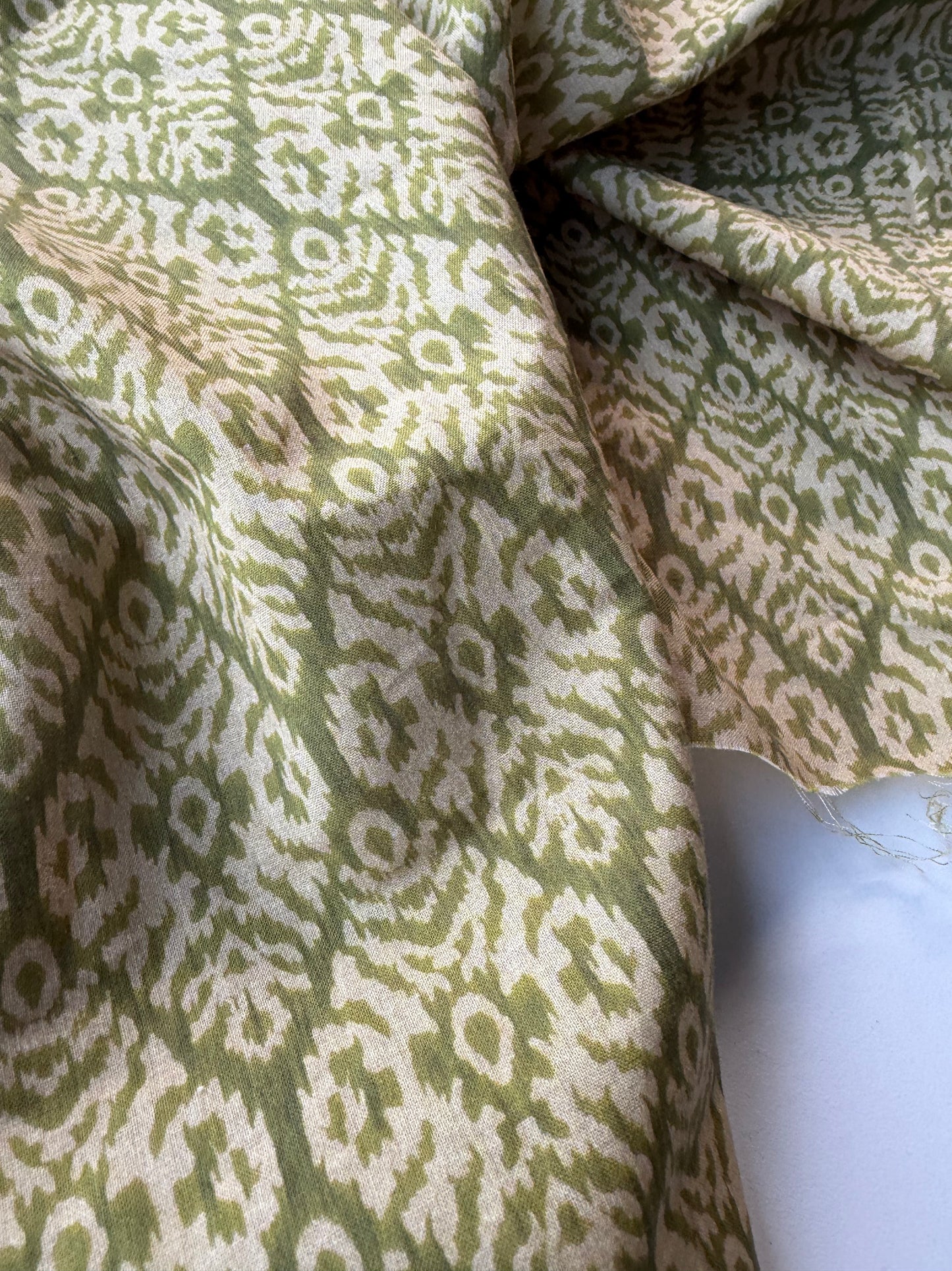 BURNS 038 ikat khaky cotton voile