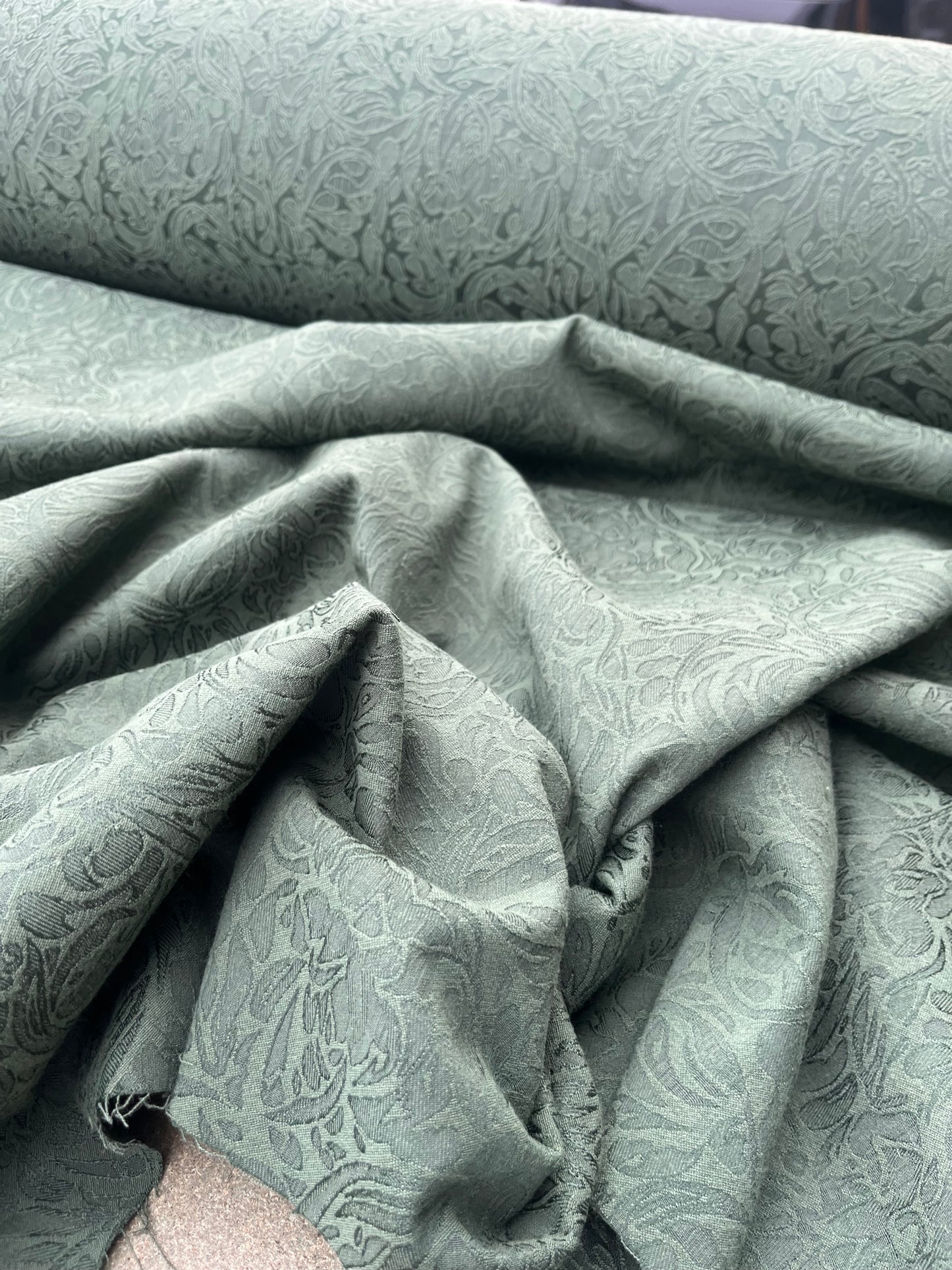 ROSARIO 004 stretch jacquard moss green