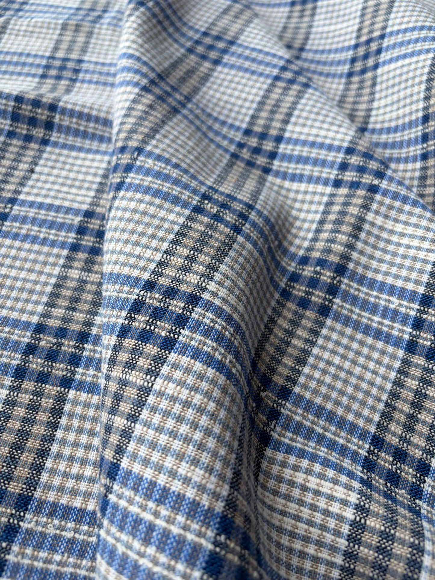 BURNS 049 indigo blue cotton linen check