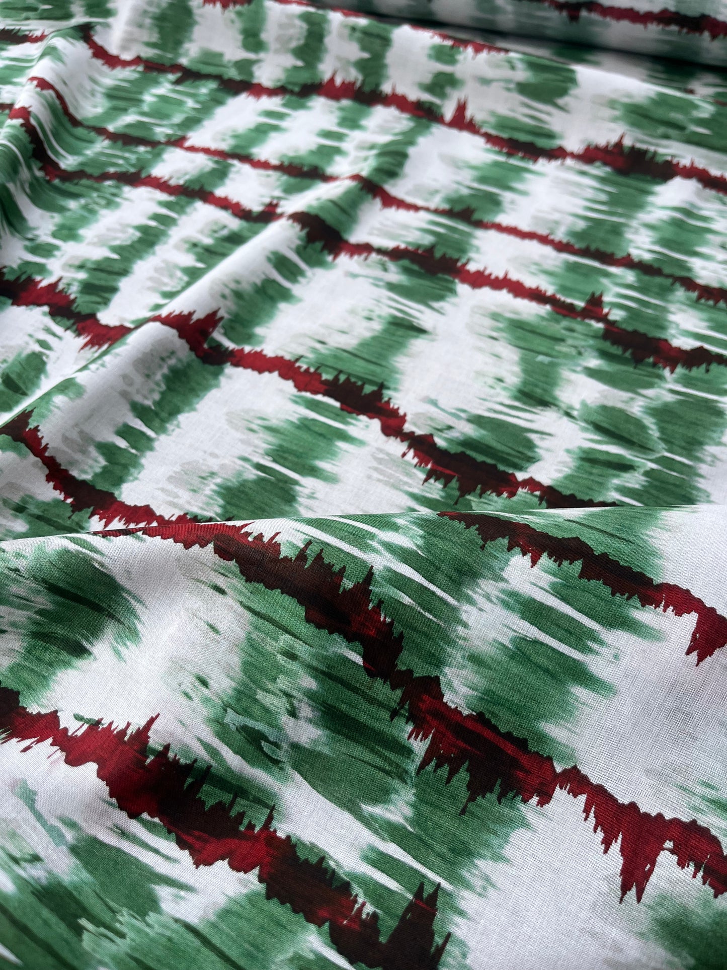 ROSARIO 019 cotton tie-dye green/red