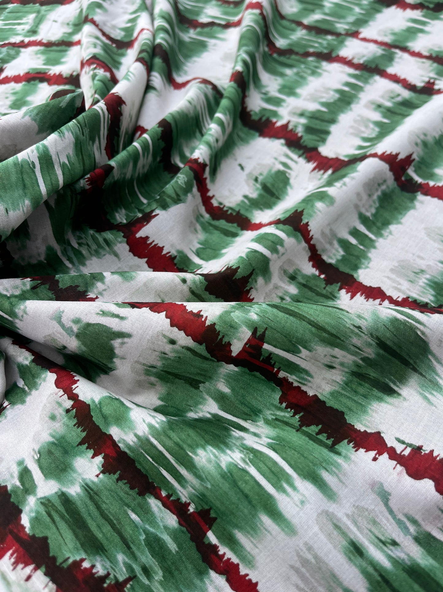 ROSARIO 019 cotton tie-dye green/red