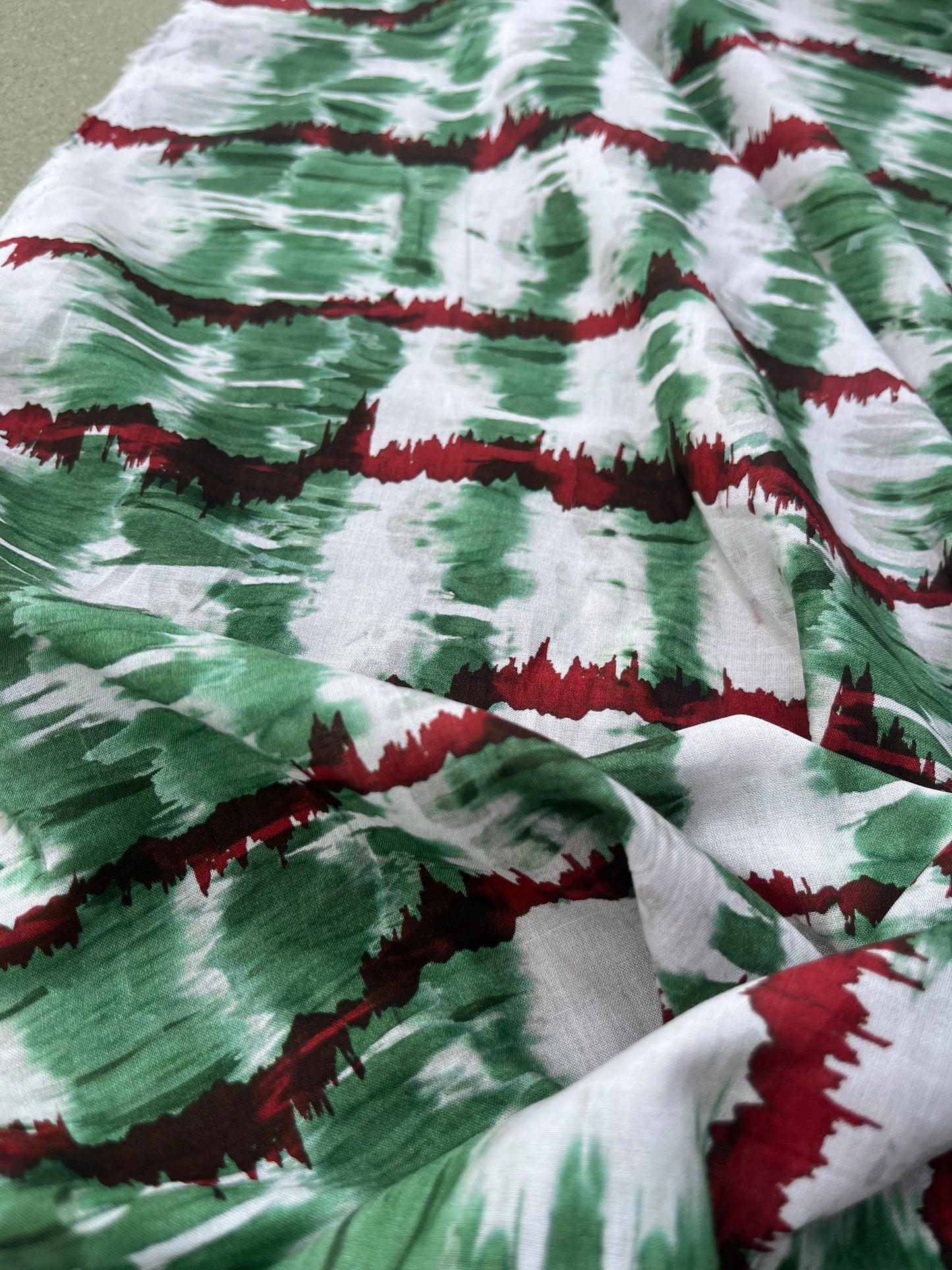 ROSARIO 019 cotton tie-dye green/red