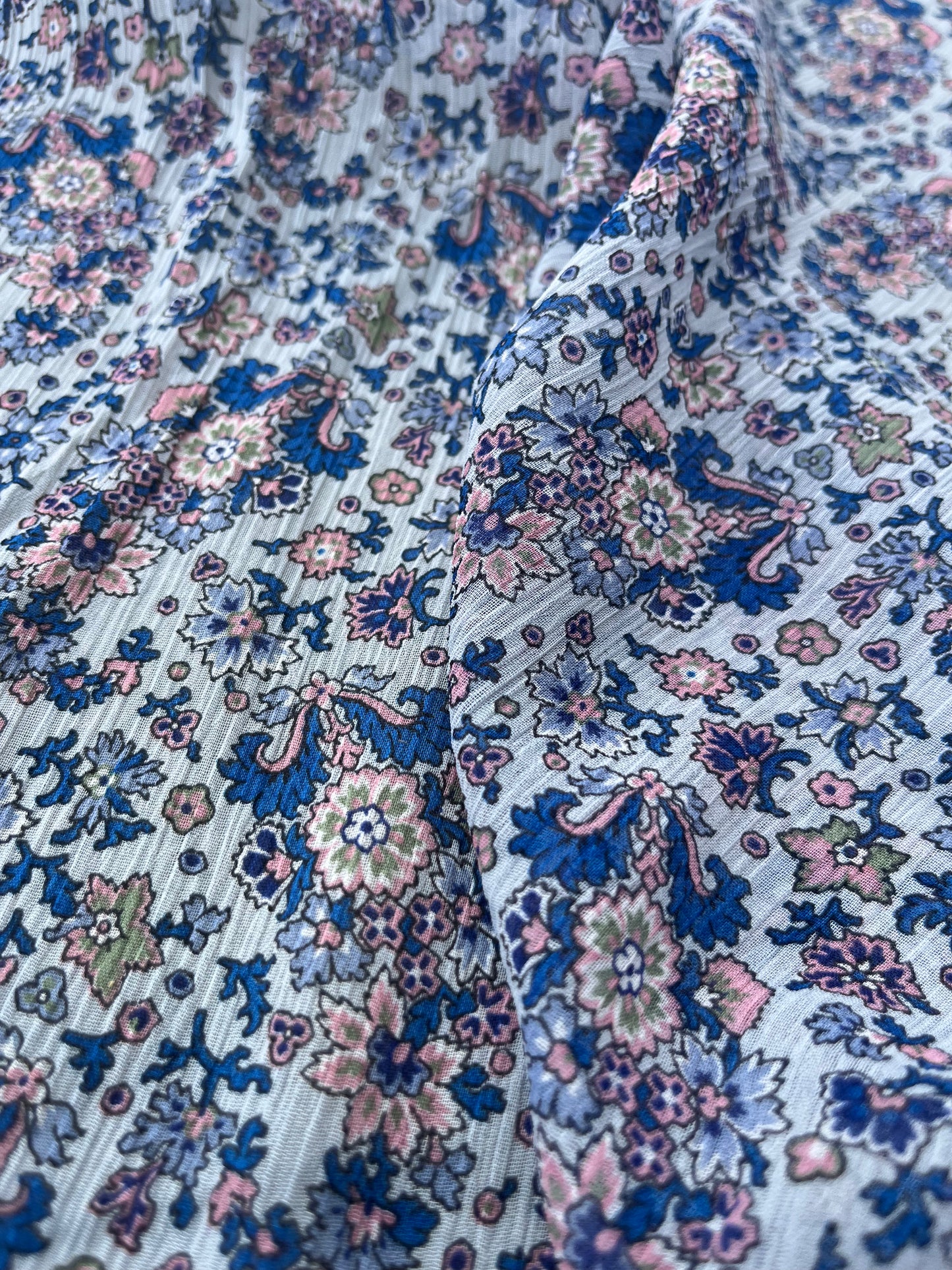ROSARIO 023 crepon with romantic flower print baby blue