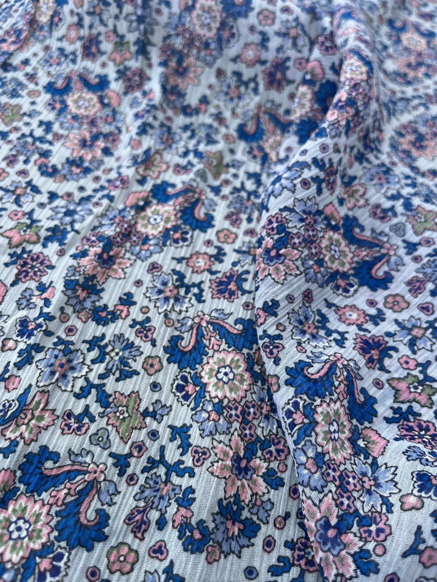 ROSARIO 023 crepon with romantic flower print baby blue