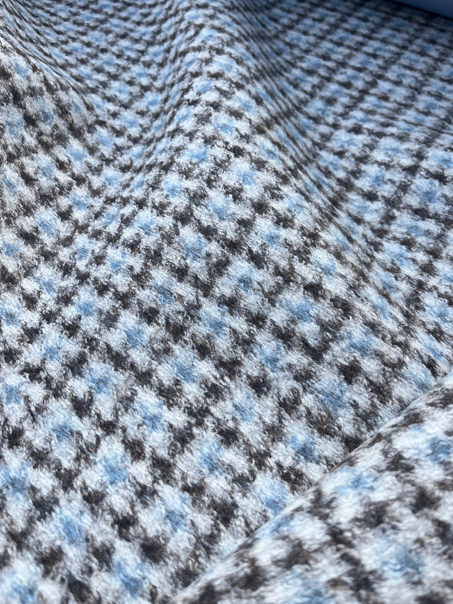ROSARIO 028 wool pied de poule double face baby blue