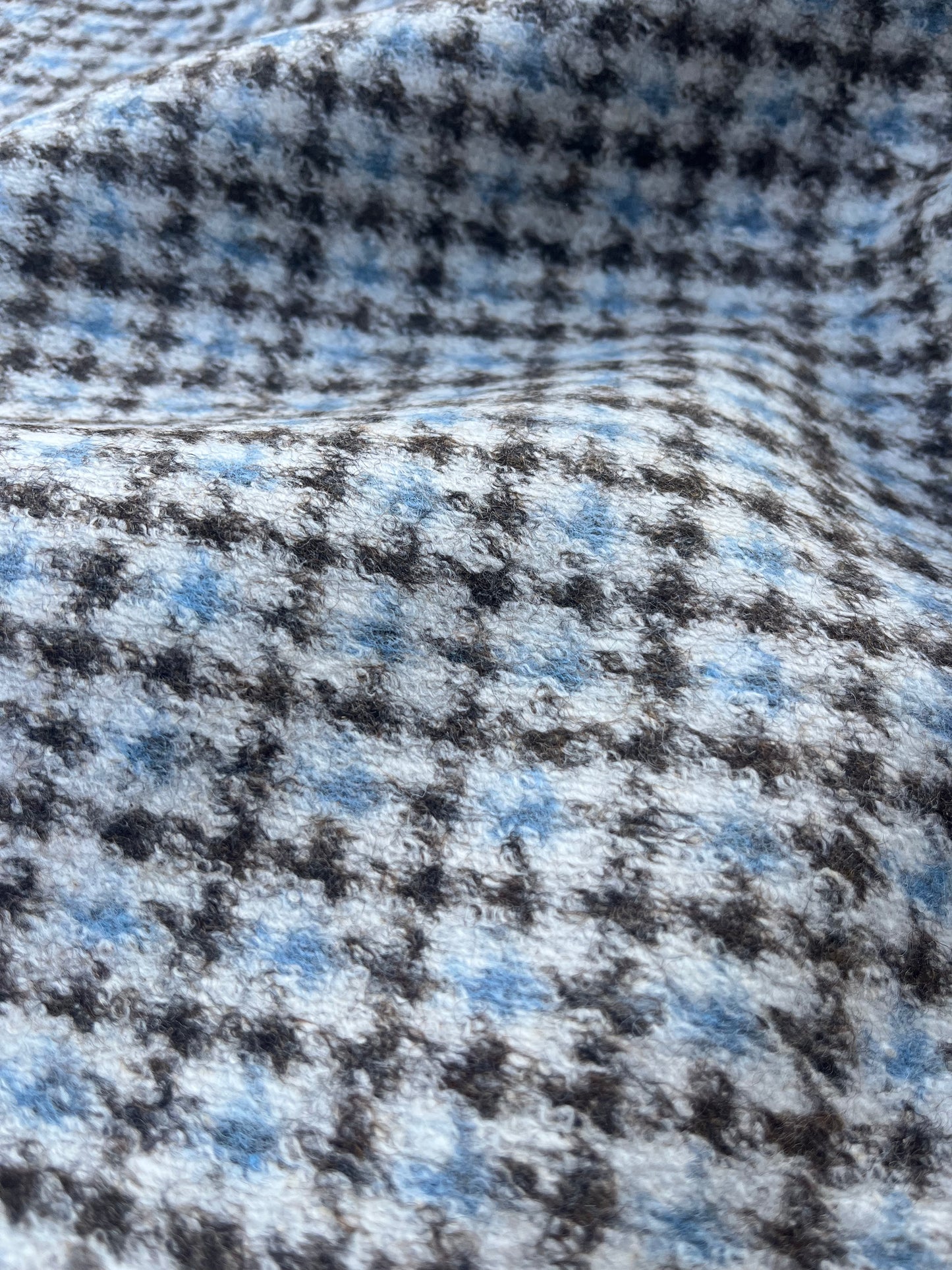 ROSARIO 028 wool pied de poule double face baby blue