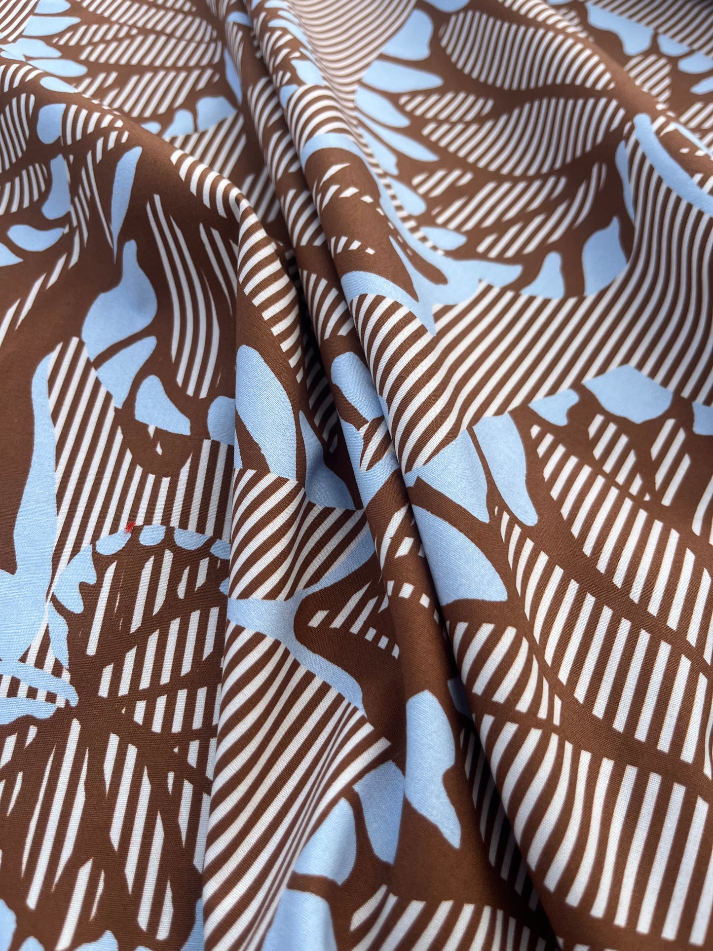 ROSARIO 030 poplin stretch with brown/blue print