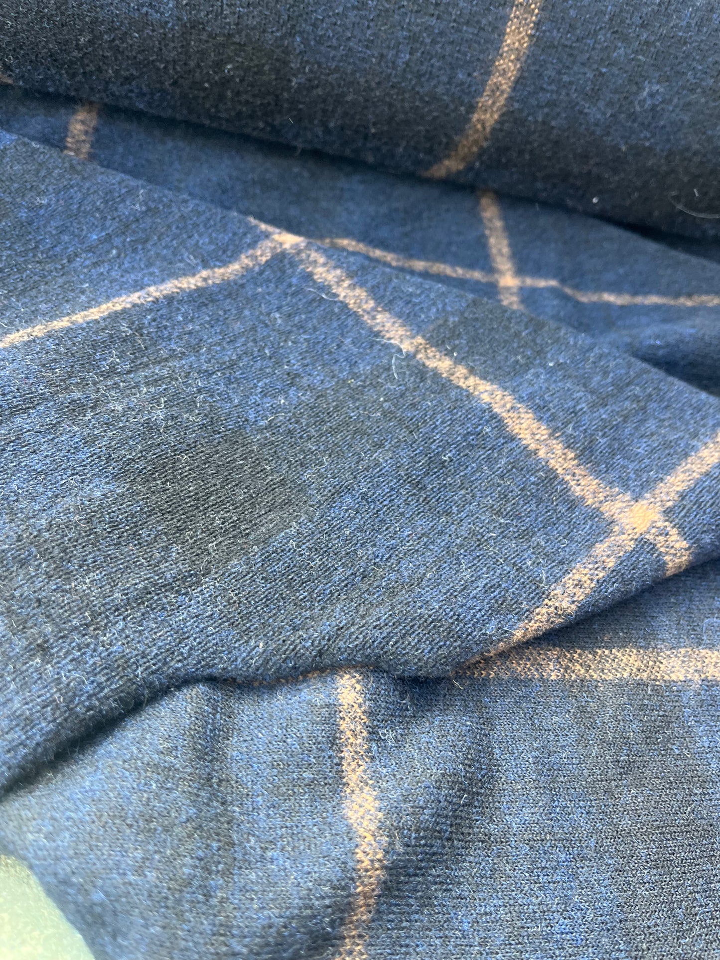 ROSARIO 039 heavy wool jersey check navy/camel