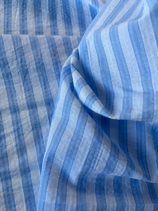 PIERROT 028 colourwoven cotton stripes light blue