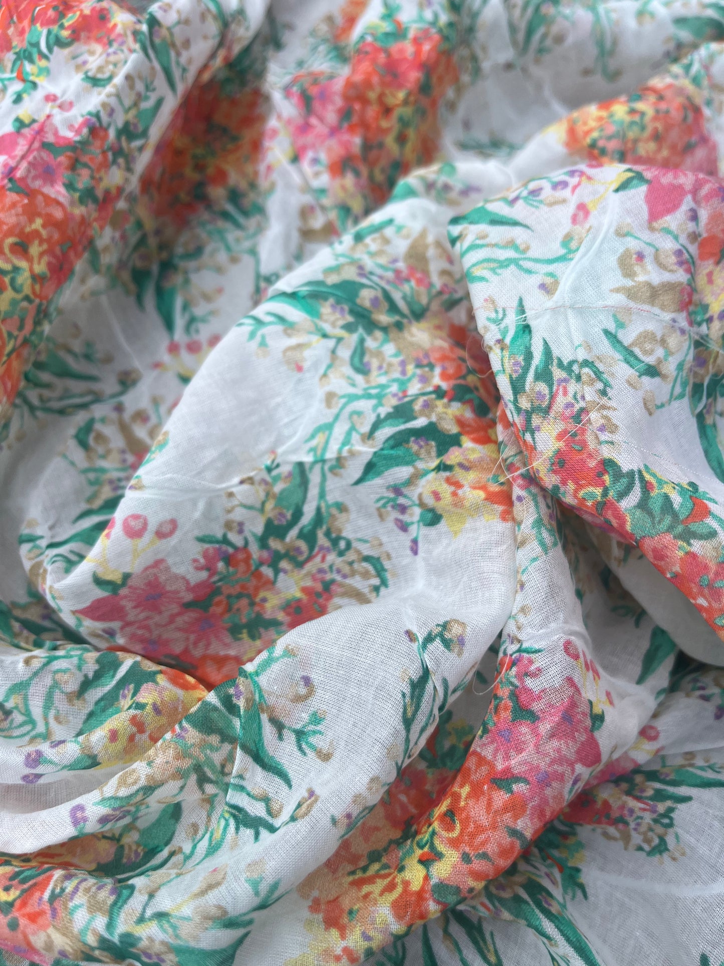 LUNA 015 light jacquard cotton/silk pink flowerprint