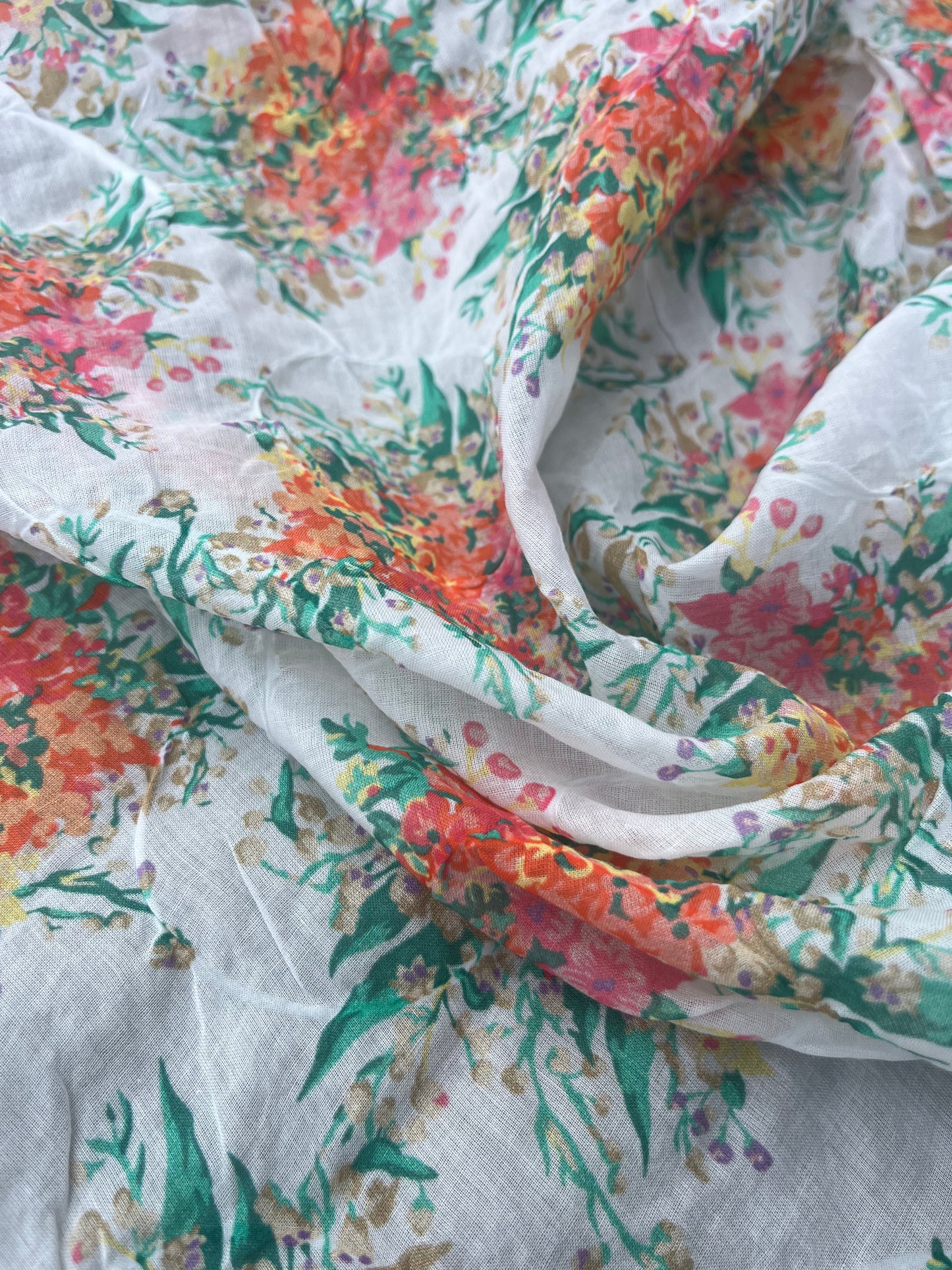 LUNA 015 light jacquard cotton/silk pink flowerprint