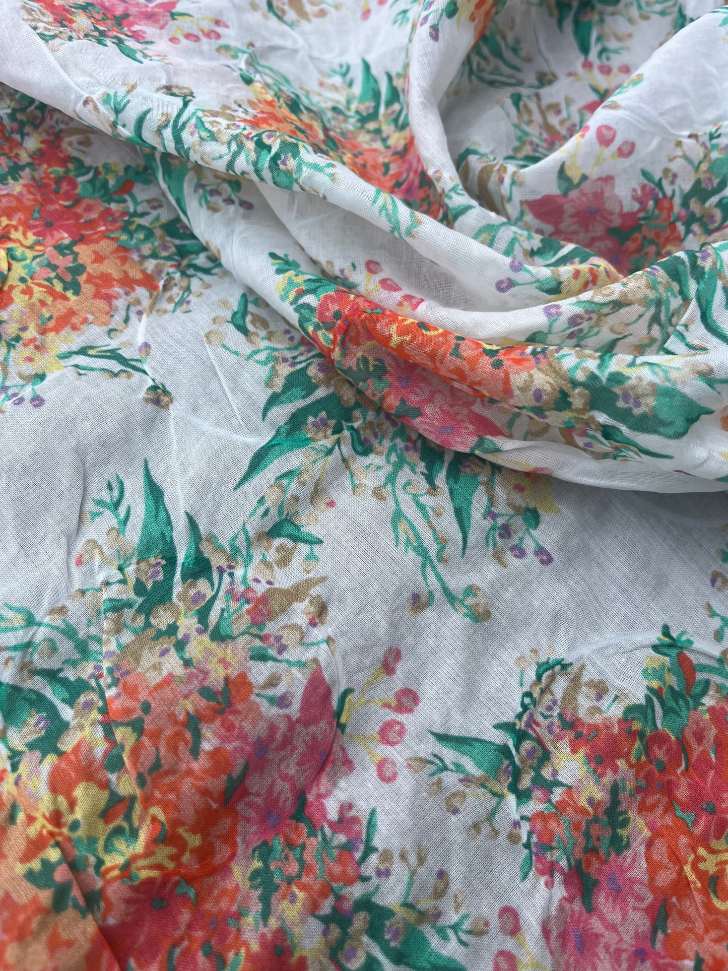 LUNA 015 light jacquard cotton/silk pink flowerprint