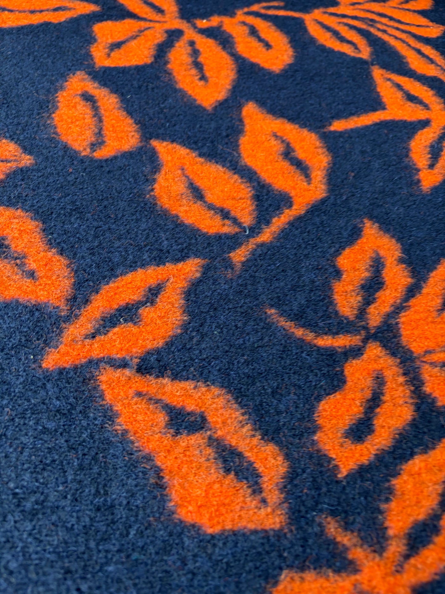 MOE 032 navy/orange floral heavy boiled wool