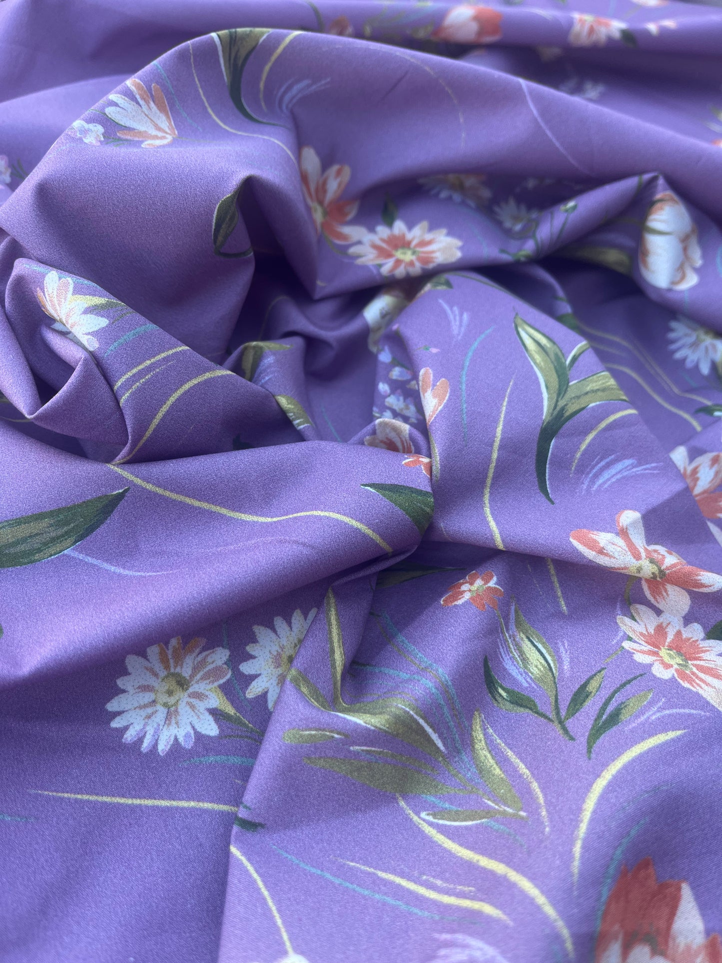 FIORELLA 004 poplin stretch lilac wild flowers