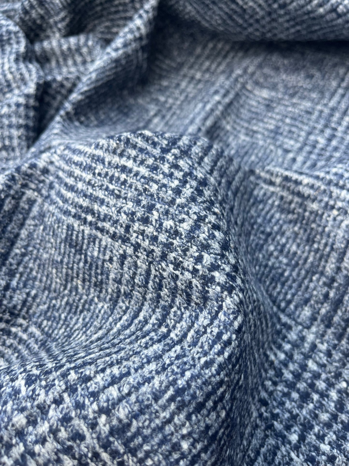 WOOLY 001 Wool jersey small check navy/grey