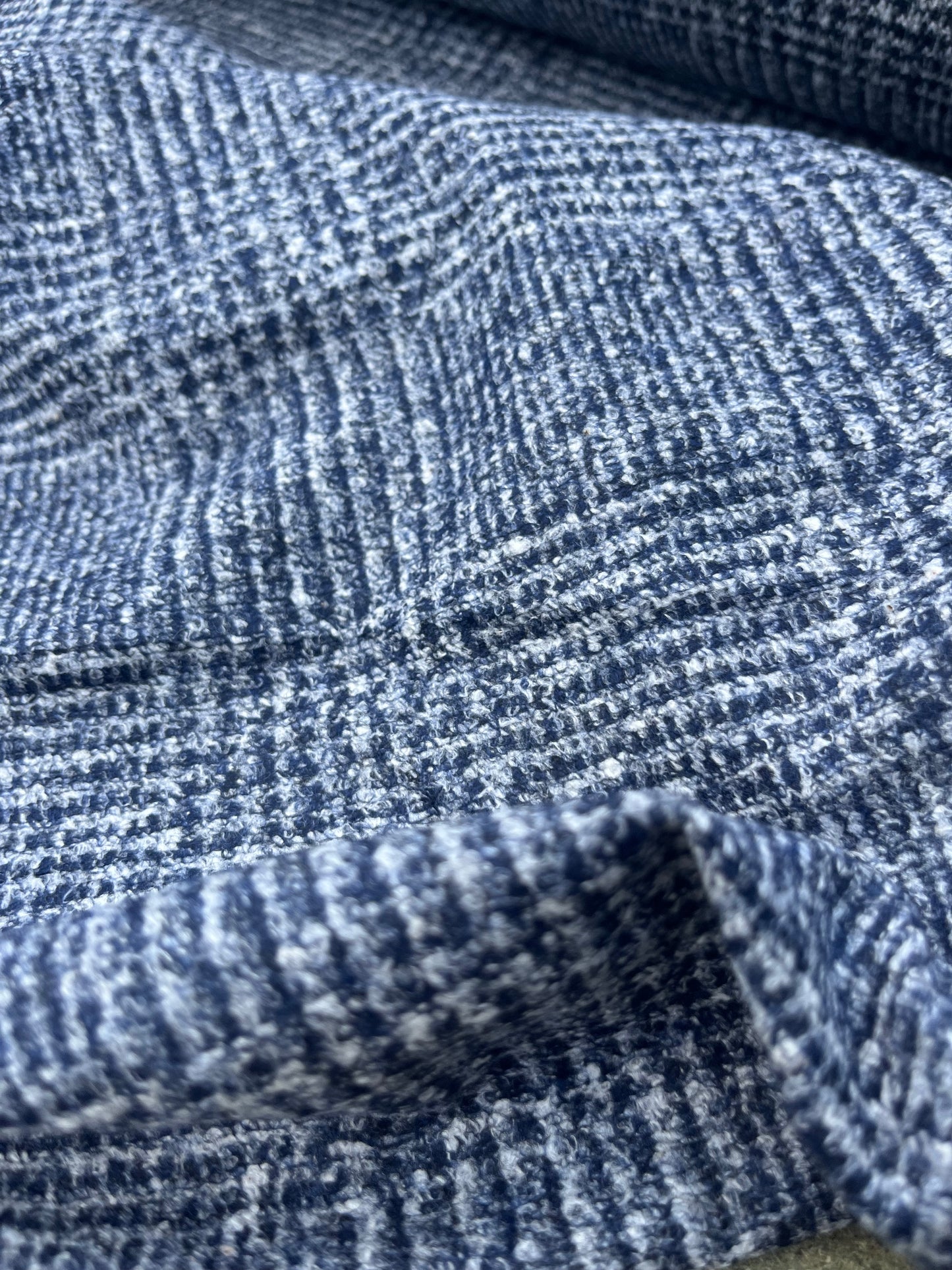 WOOLY 001 Wool jersey small check navy/grey