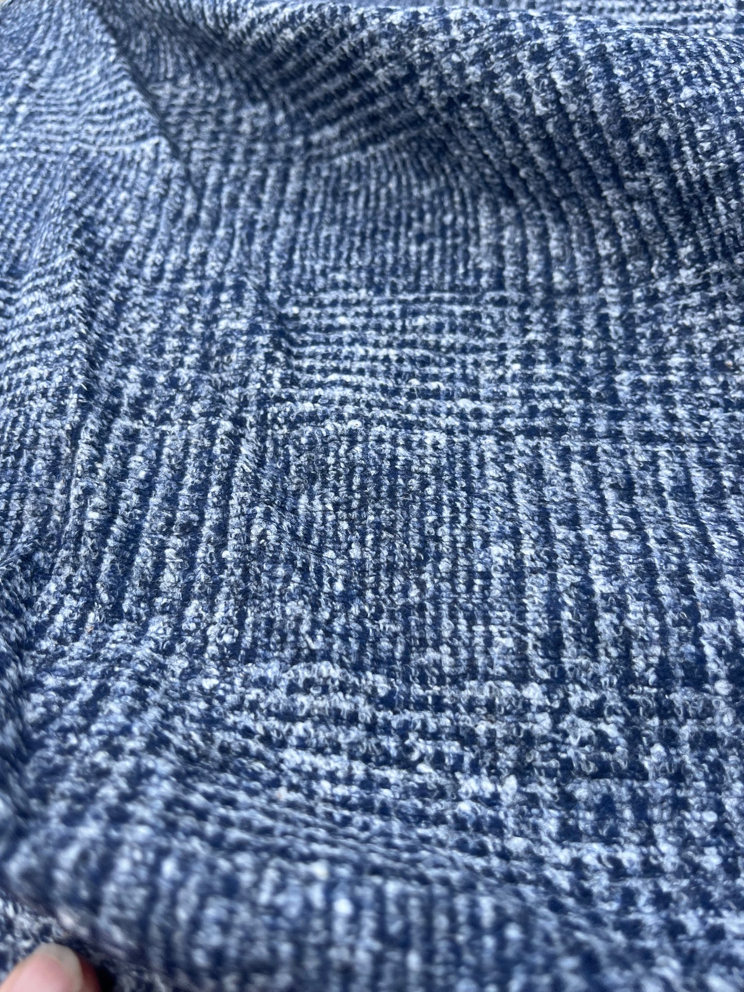 WOOLY 001 Wool jersey small check navy/grey