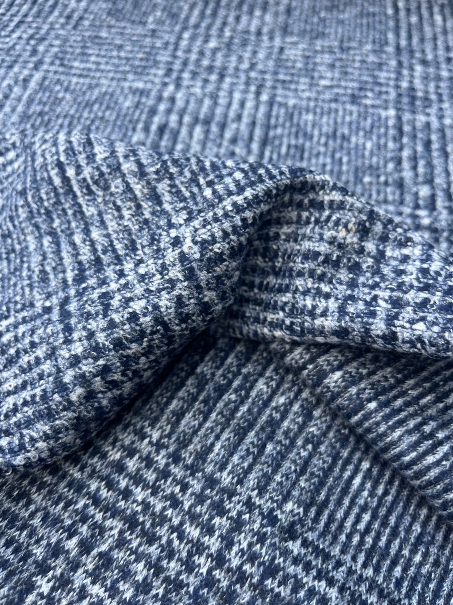 WOOLY 001 Wool jersey small check navy/grey