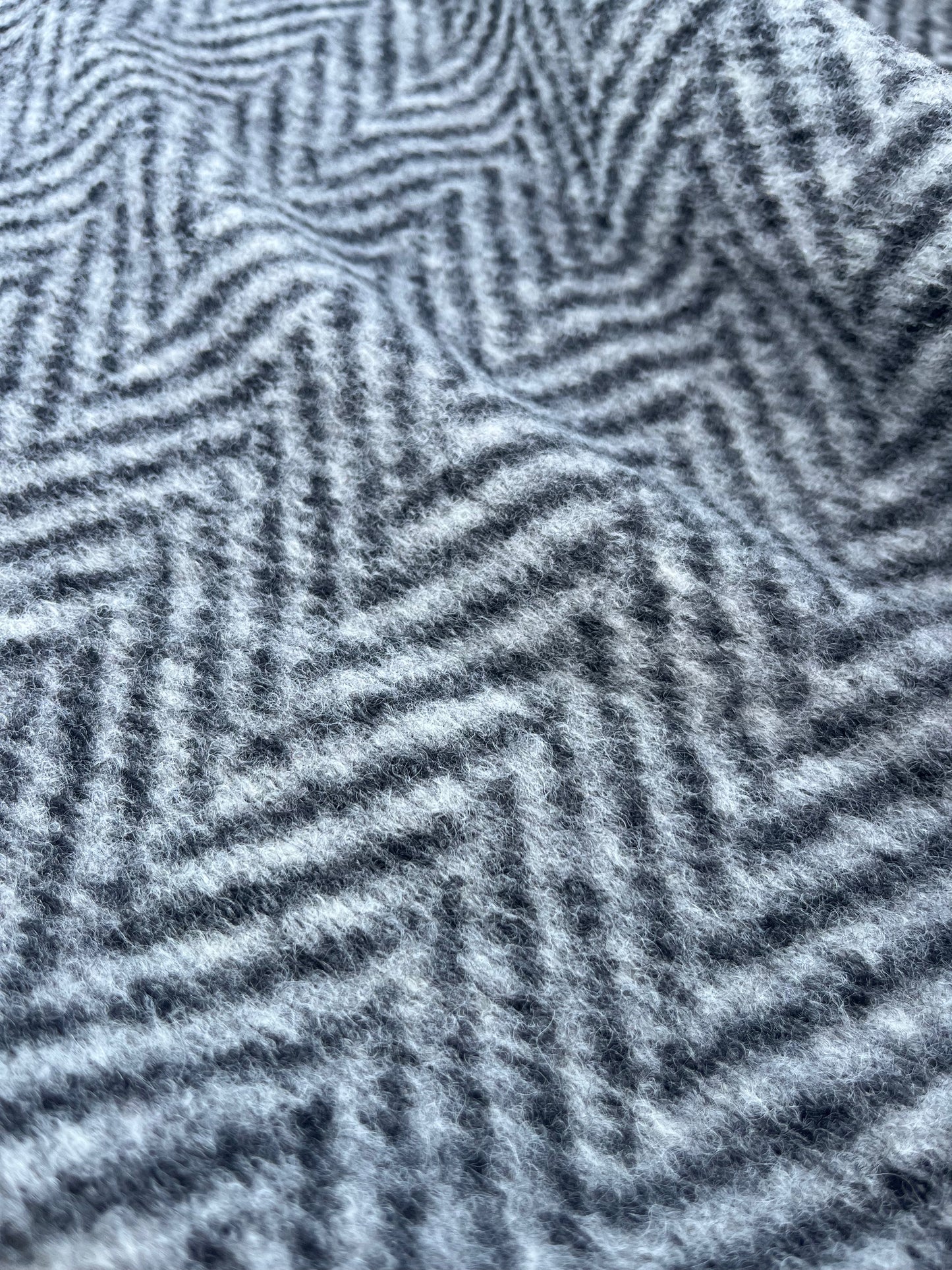 WOOLY 003 heavy boiled wool chevron black/taupe