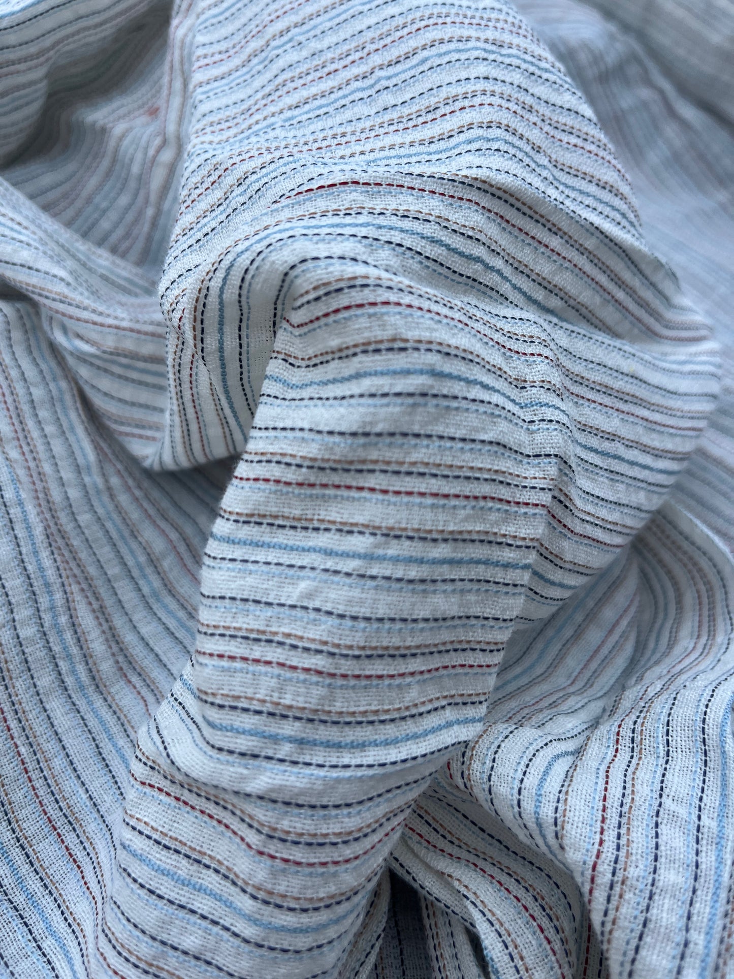 RW 222 stripes cotton/linen ecru/red/blue