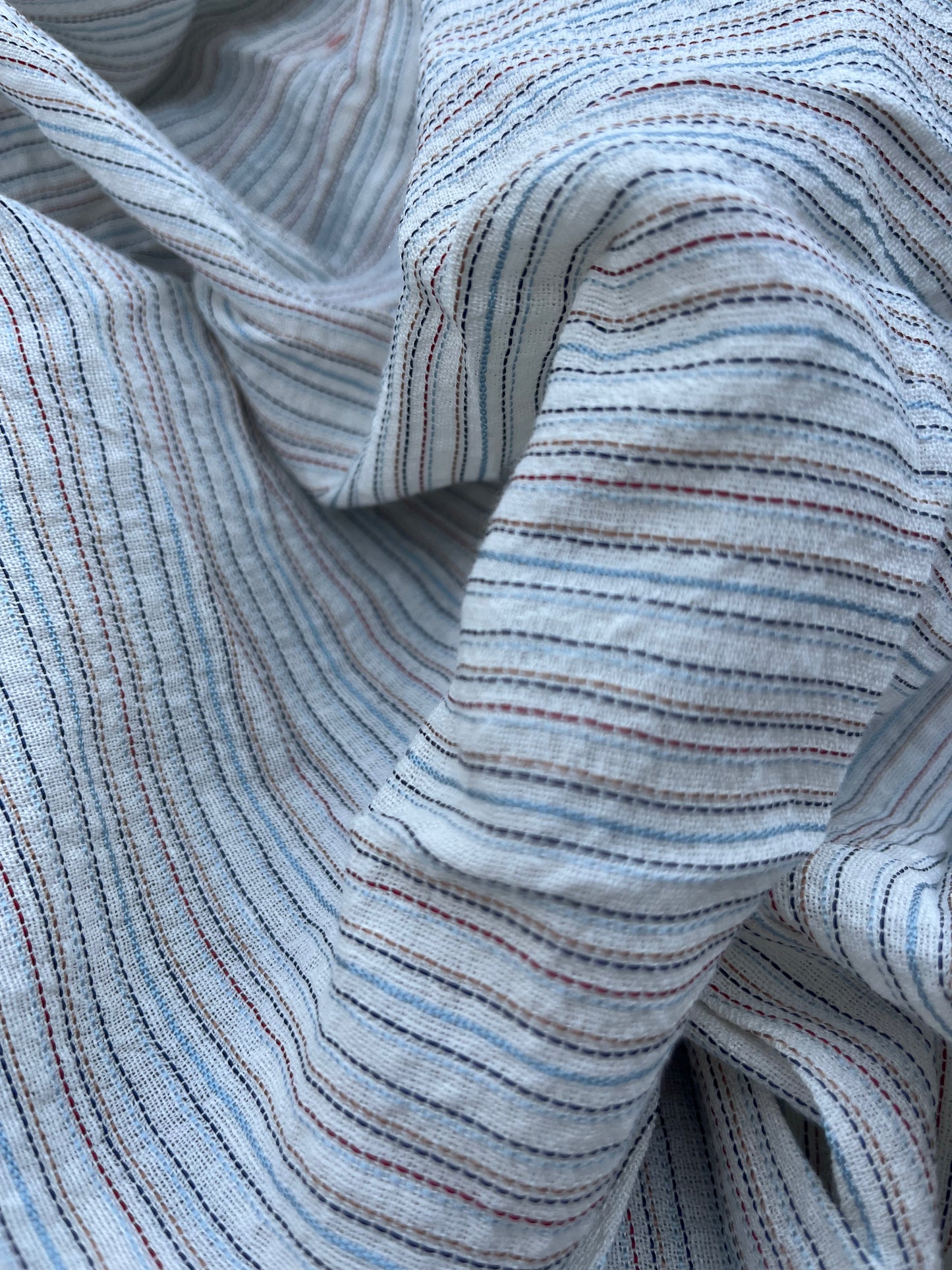 RW 222 stripes cotton/linen ecru/red/blue