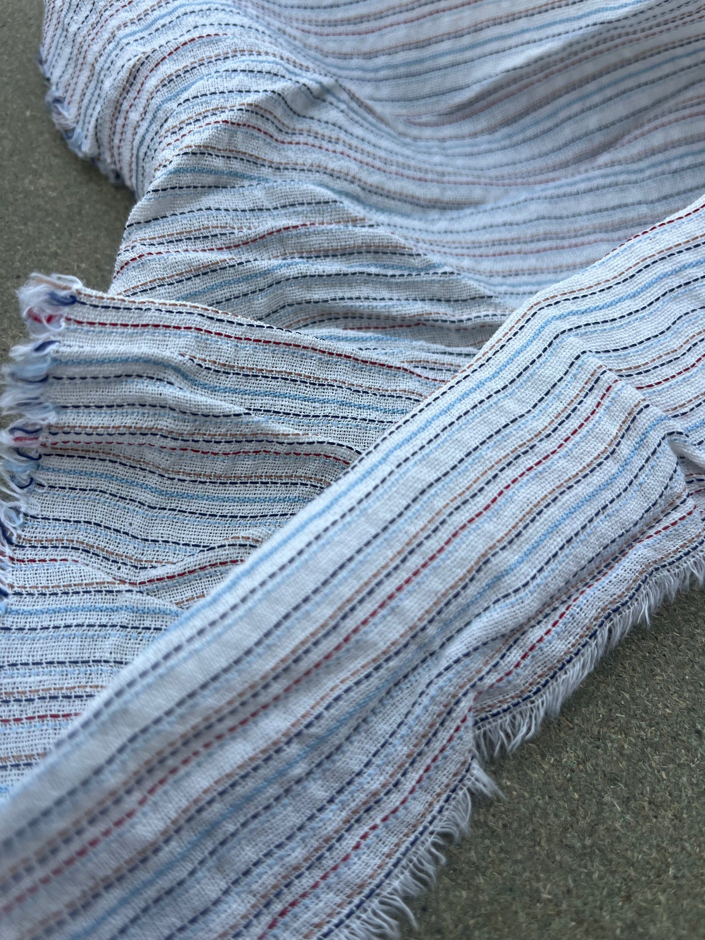 RW 222 stripes cotton/linen ecru/red/blue