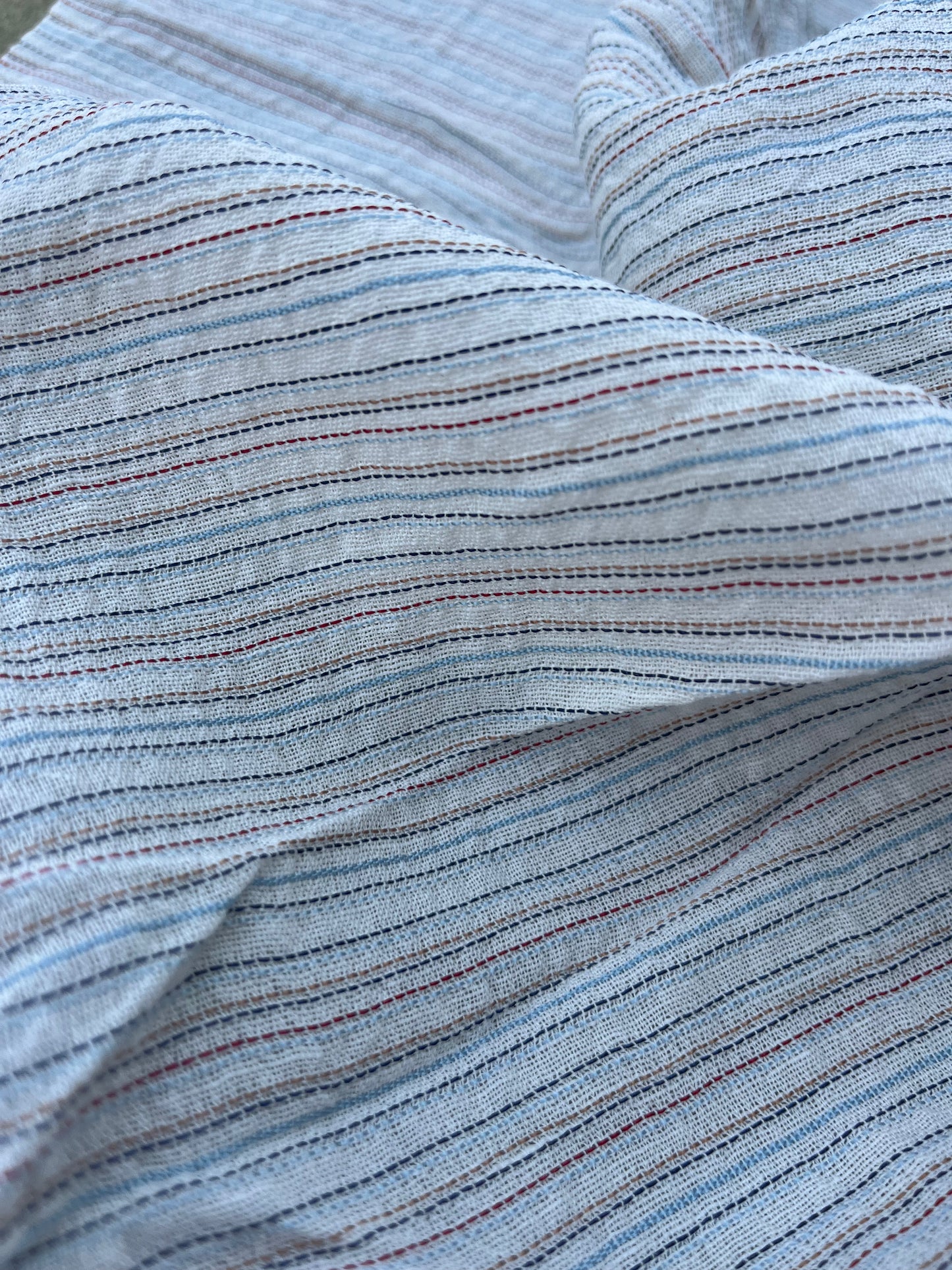 RW 222 stripes cotton/linen ecru/red/blue