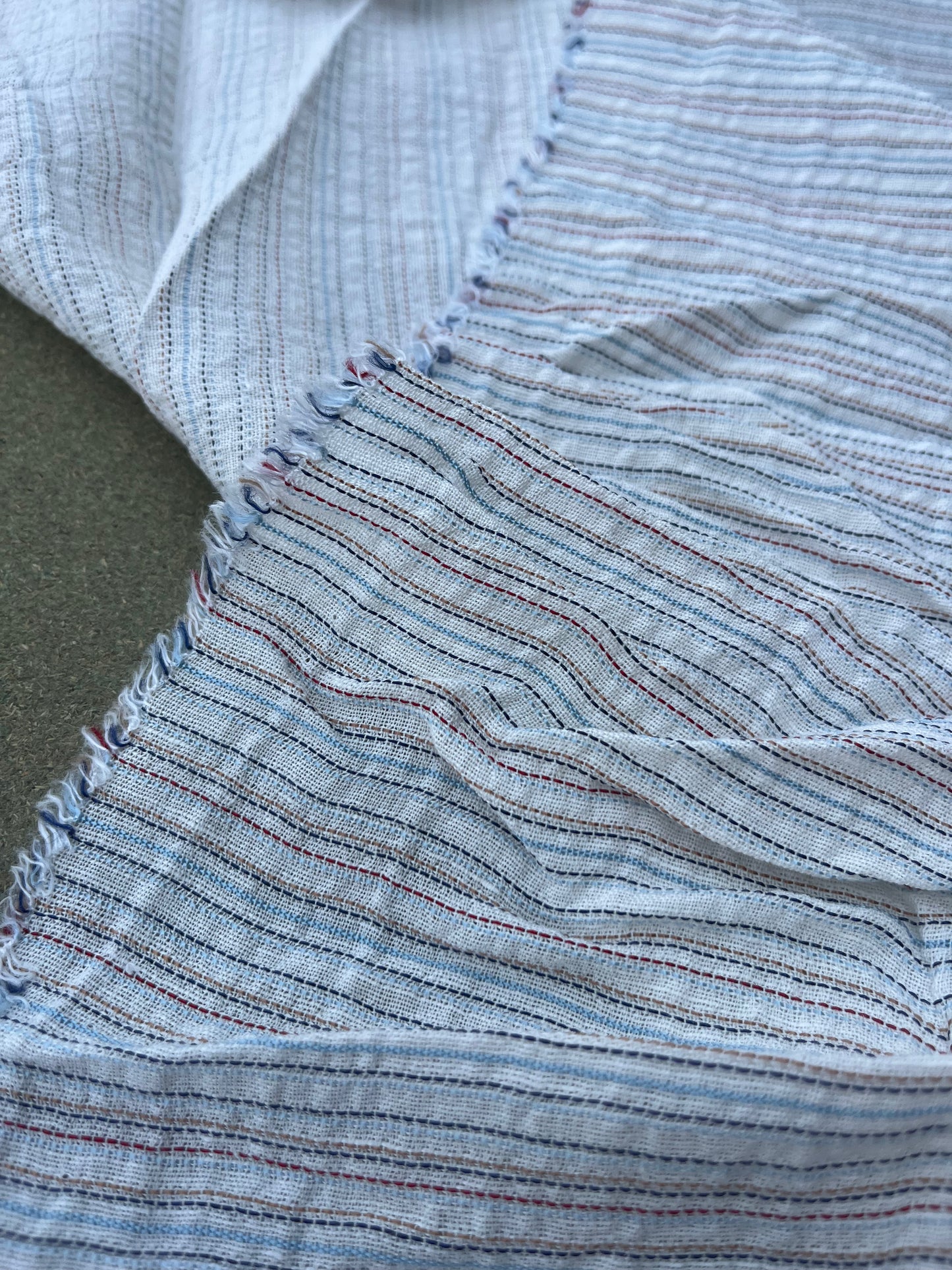 RW 222 stripes cotton/linen ecru/red/blue