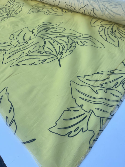 GENTRY 200 cotton/silk organza yellow leaves
