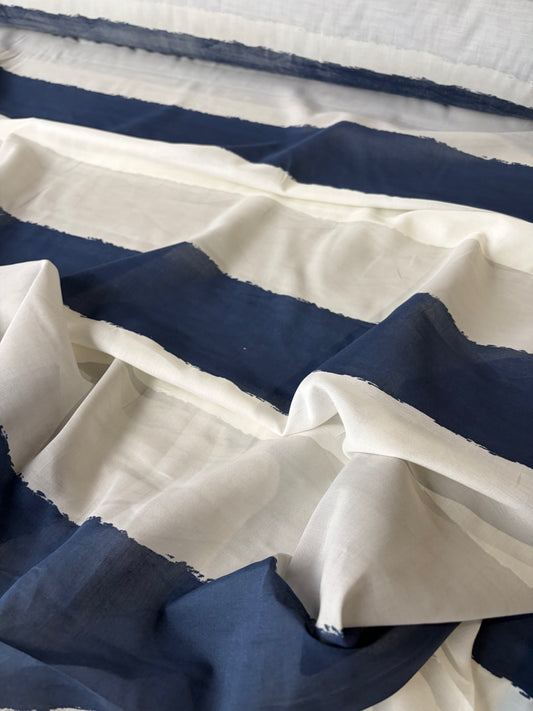 JUTTA 041 cotton voile horizontal painted stripes