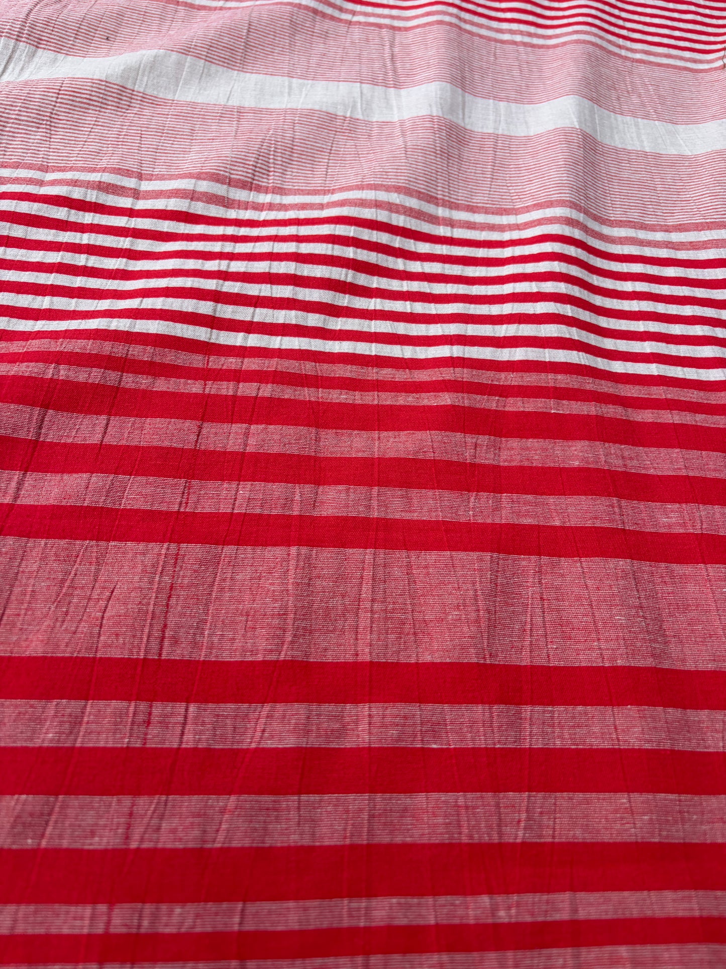 NED 023 red/ecru cotton irregular stripe