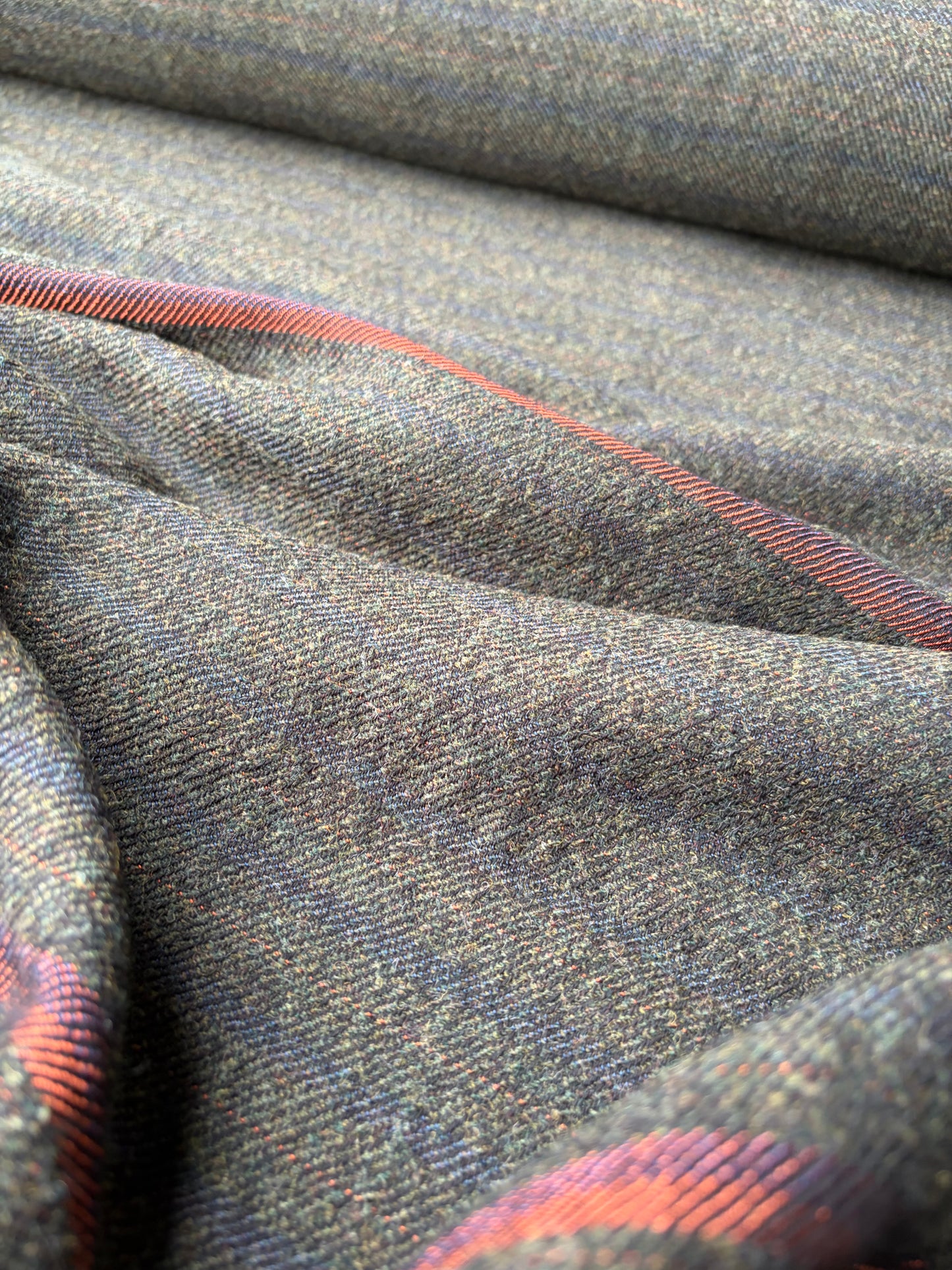 SMITHERS 017 green/navy/orange striped woolen fabric