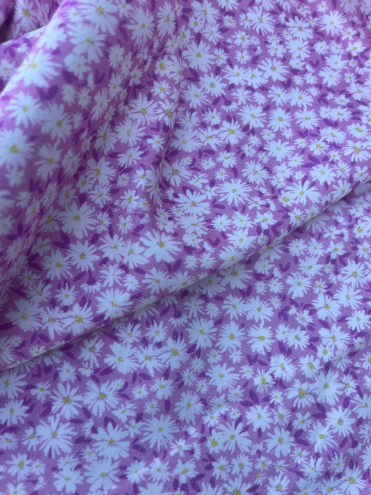 POLLY JANE 030 cotton satin stretch pink marguerites