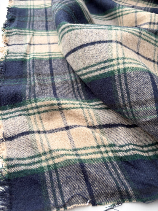 SMITHERS 021 navy/camel checkered heavy cotton flannel