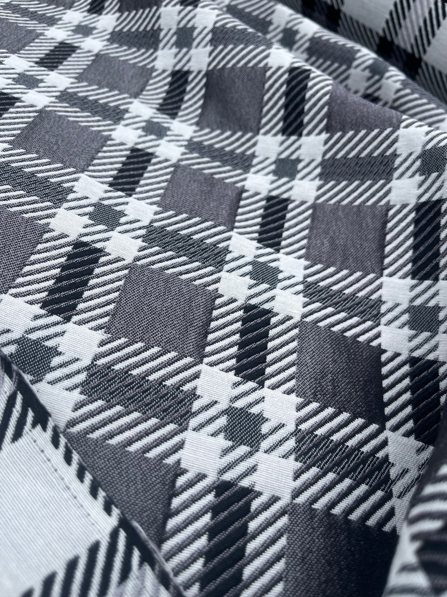 Hélène 025 cotton jacquard black/silver double face check 2