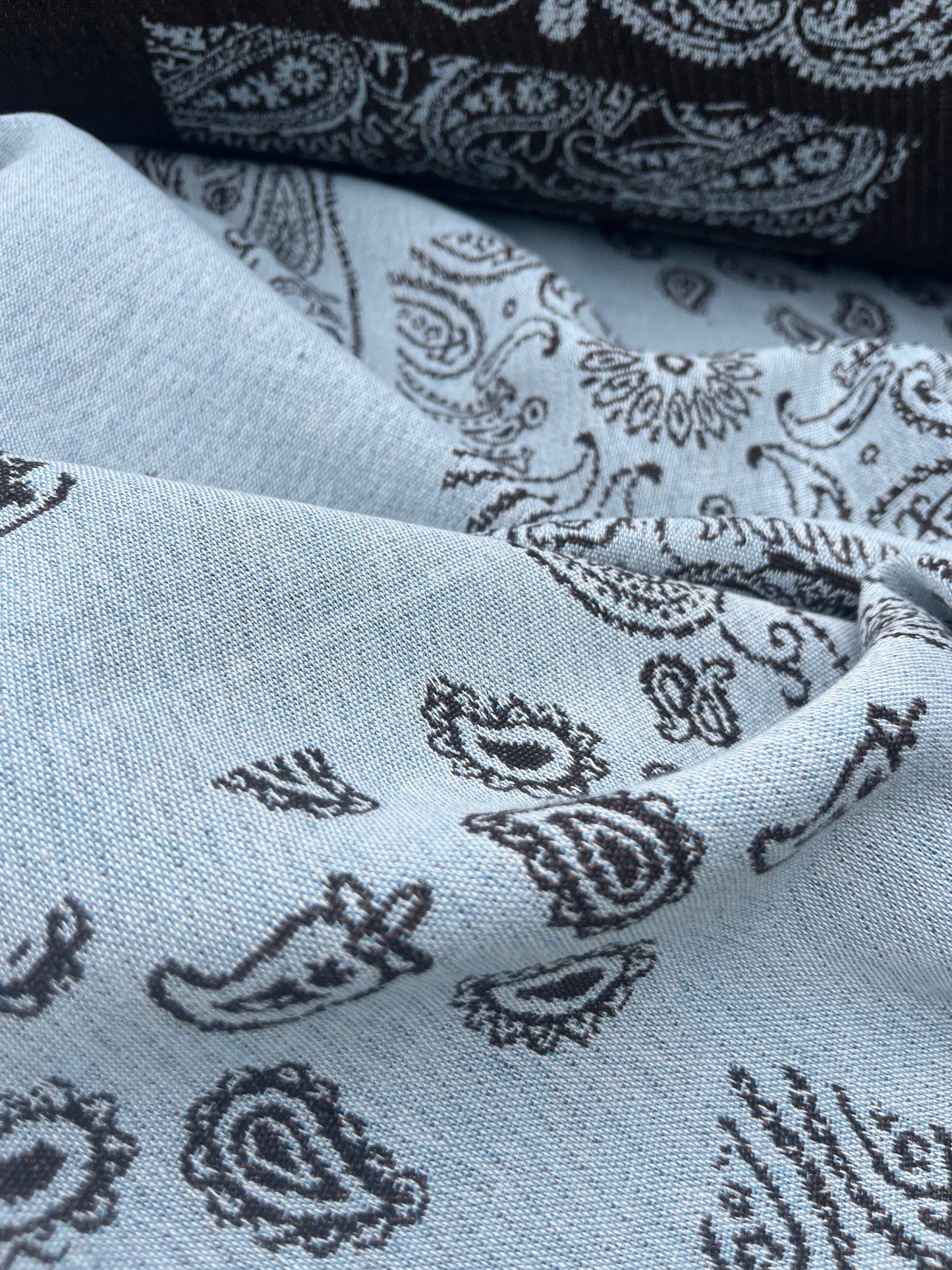 Hélène 038 heavy cotton jacquard patchwork blue/brown