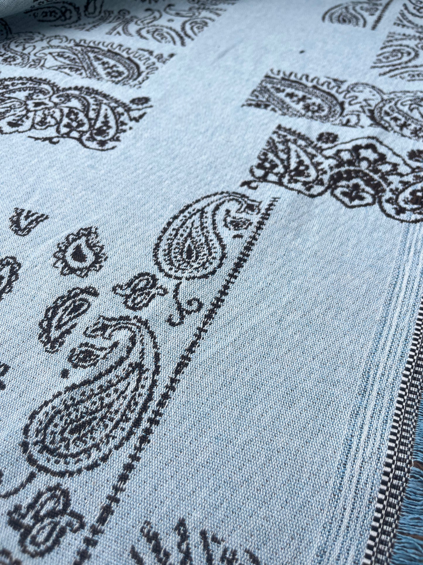 Hélène 038 heavy cotton jacquard patchwork blue/brown