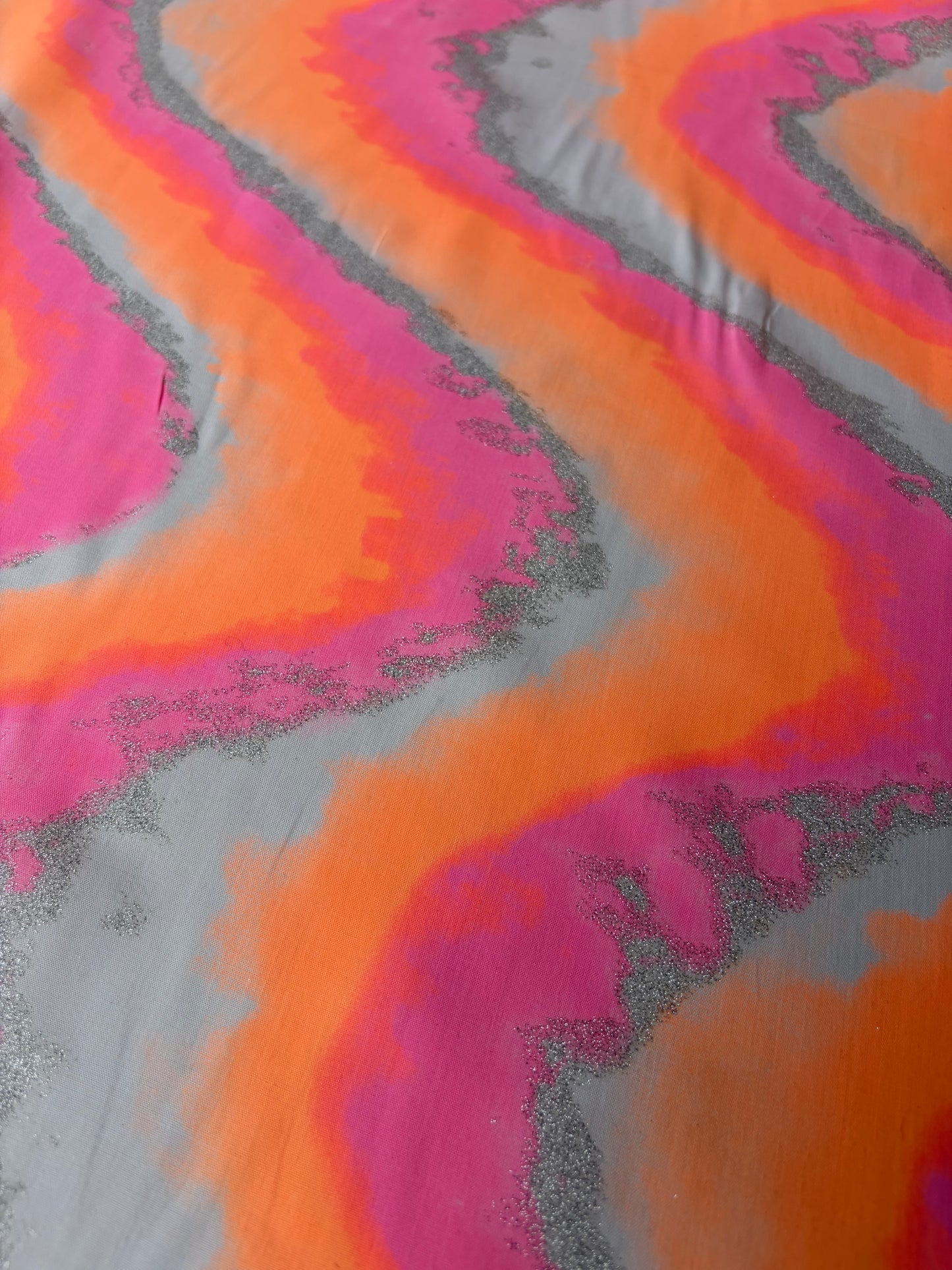 BRUCE 026 cotton voile fluo and silver vagues