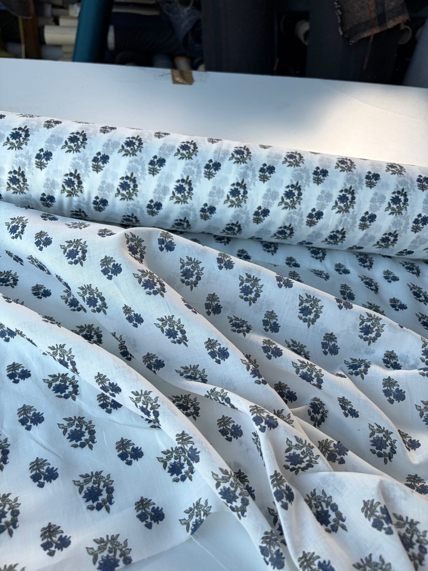 RALPH 005 cotton voile indigo flowers