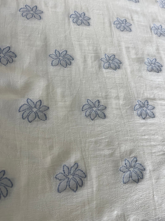 BAKU 024 cotton embroidered flowers indigo