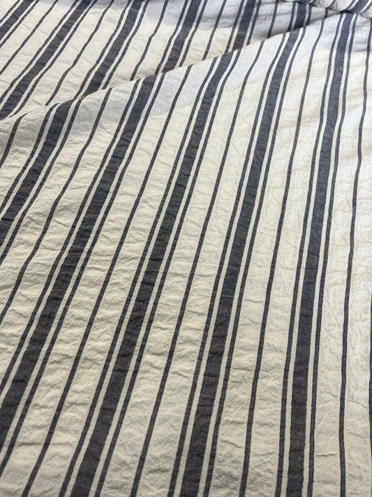 BAKU O27 washed cotton woven stripe navy/white